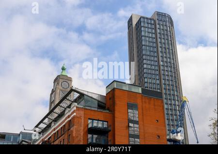 LONDON - April 21, 2023: Discover the allure of modern living in London's OXO and Southbank Tower skyscrapers, boasting breathtaking views and prime l Stock Photo