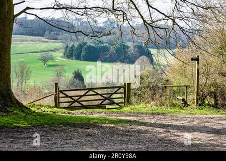 View across the fields viewed from Crundale Church near Wye in Kent, England Stock Photo