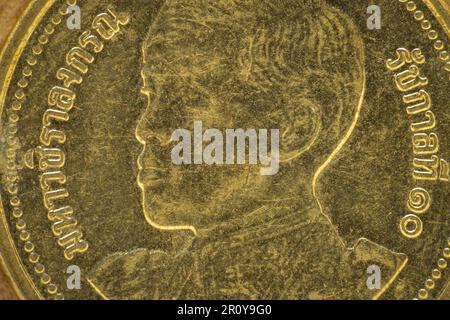 Two-baht coin (Thailand) obverse side. Macro, close up. Stock Photo