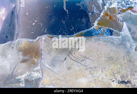 Detail of old weathered photographic plate, grungy texture, abstract background Stock Photo