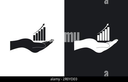 Hand with vector growing diagram, growing graph Stock Vector