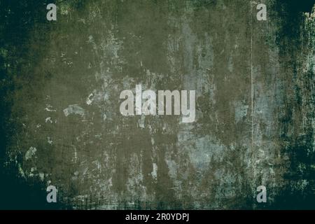 Worn out green grunge background, dark vignette borders Stock Photo