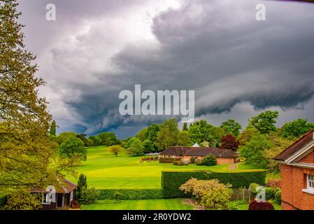 Incredible cloud formation of Arcus shelf cloud during storm in Reading, Berkshire, UK Stock Photo