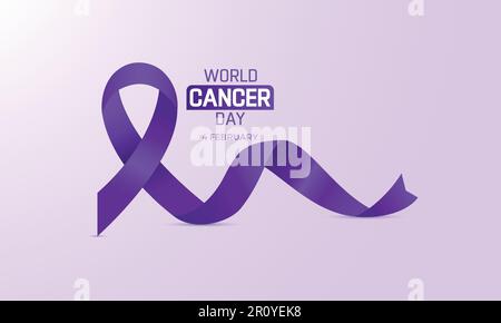 world cancer day, cancer day banner with purple ribbon banner Stock Vector