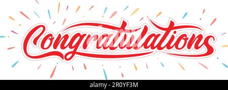 Congratulations lettering greeting sign. Handwritten modern brush lettering, Lettering for card Stock Vector