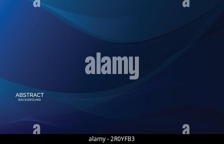 navy blue modern abstract wave background, Blue wave background aesthetic Stock Vector