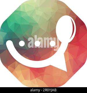 Chat logo form food restaurant icon vector design template food chat vector for restaurant. Stock Vector