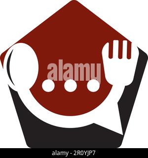 Chat logo form food restaurant icon vector design template food chat vector for restaurant. Stock Vector