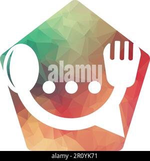 Chat logo form food restaurant icon vector design template food chat vector for restaurant. Stock Vector