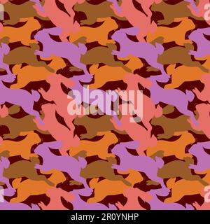 pattern with the silhouette of a jumping hare Stock Vector