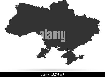 Outline map of Ukraine in black. Map of Ukraine on a white background Stock Vector