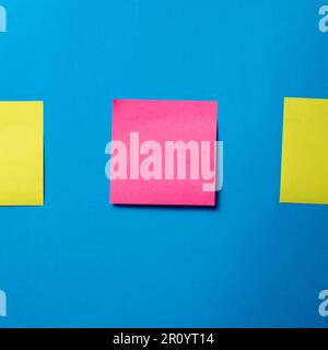 Sticky Notes on a Blue Wall Stock Photo