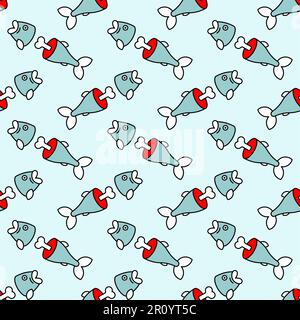 Sliced fish and bone pattern seamless. Vector background Stock Vector
