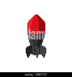 Torpedo pixel art isolated. Nuclear bomb 8 bit. pixelated Vector illustration Stock Vector