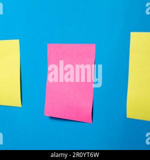 Sticky Notes on a Blue Wall Stock Photo