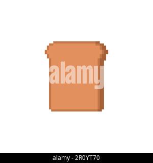 Piece of bread pixel art. 8 bit pixelated food Vector illustration Stock Vector