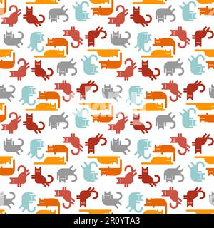 Cat pattern seamless. pat background. Baby fabric texture Stock Vector
