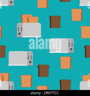 Toaster and bread pattern seamless. food background Stock Vector
