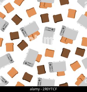 Toaster and bread pattern seamless. food background Stock Vector