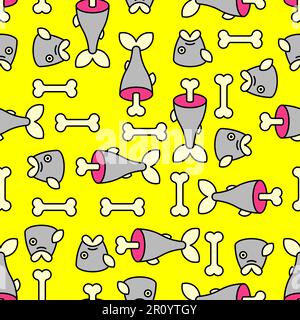 Sliced fish and bone pattern seamless. Vector background Stock Vector