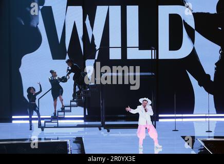 Zagreb, Croatia. 10th May, 2023. Gustaph of Belgium performs during dress rehearsals for the second semi final at the Eurovision Song Contest at the M&S Bank Arena in Liverpool. Wednesday May 10, 2023. Photo: Sanjin Strukic/PIXSELL Credit: Pixsell/Alamy Live News Stock Photo