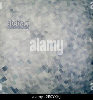 Abstract dark pattern with chaotic pixels on gray background. Colorless vector graphic Stock Vector