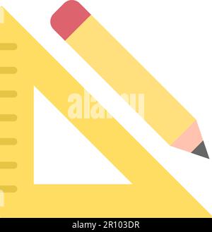 Pencil and Set Square icon vector image. Suitable for mobile apps, web apps and print media. Stock Vector