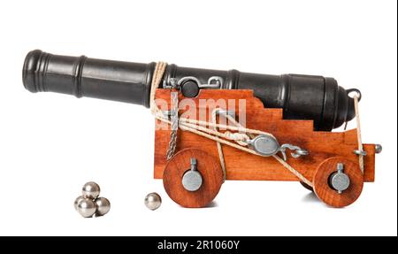 Toy model of cannon isolated on white background Stock Photo