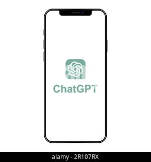 AI chatbot ChatGPT logo on phone screen. Editorial vector Stock Vector