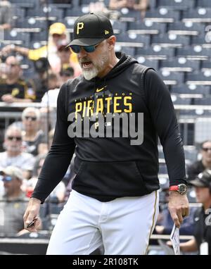 Pittsburgh, United States. 10th May, 2023. Pittsburgh Pirates manager Derek Shelton (17) loses the challenges at home plate during the during the sixth inning at PNC Park on Wednesday May 10, 2023 in Pittsburgh. Photo by Archie Carpenter/UPI Credit: UPI/Alamy Live News Stock Photo
