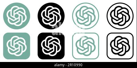 Set of ChatGPT icons. Editorial vector logos isolated on white background Stock Vector