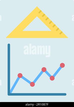 Set Square and Graph icon vector image. Suitable for mobile apps, web apps and print media. Stock Vector