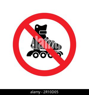 classic no inline skating rollerblading sign in red circle simple icon symbol vector isolated on white background Stock Vector