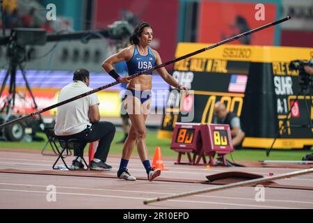 Jennifer SUHR participating in the pole vault at the Doha 2019 World Championships in Athletics. Stock Photo