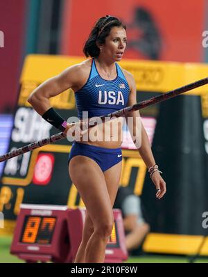 Jennifer SUHR participating in the pole vault at the Doha 2019 World Championships in Athletics. Stock Photo