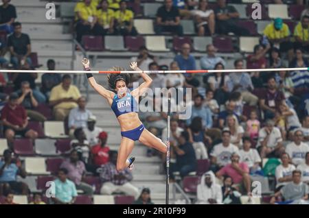 Jennifer SUHR participating in the pole vault at the Doha 2019 World Championships in Athletics. Stock Photo