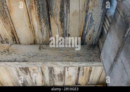 Early 1900s tube and knob electrial wiring at the train station at the Nevada ghost town of Rhyolite. Stock Photo