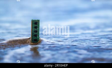 Computer memory card on the shore Stock Photo