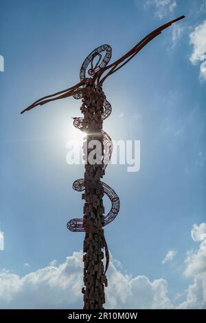 The Brazen Serpent sculpture, where Moses saw the Promised Land, at Mount Nebo in Jordan Stock Photo