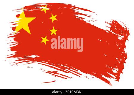 China brush stroke flag vector background. Hand drawn grunge style Chinese painted isolated banner. Stock Vector