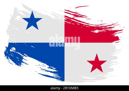 Panama brush stroke flag vector background. Hand drawn grunge style Panamanian painted isolated banner. Stock Vector