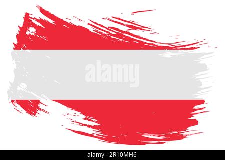 Austria brush stroke flag vector background. Hand drawn grunge style Austrian painted isolated banner. Stock Vector