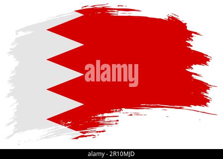 Bahrain brush stroke flag vector background. Hand drawn grunge style Bahraini painted isolated banner. Stock Vector