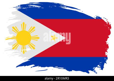 Philippines brush stroke flag vector background. Hand drawn grunge style Philippine painted isolated banner. Stock Vector