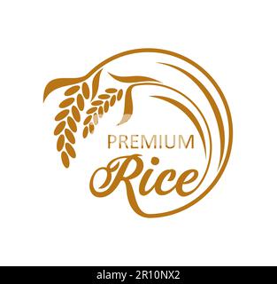 Rice plant, grain. Vector symbol on white background. Graphic panicles ...