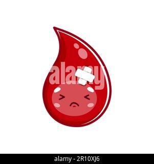 Cartoon Sick Blood Drop Personage. Glycemia Diagnosis, Circulatory ...