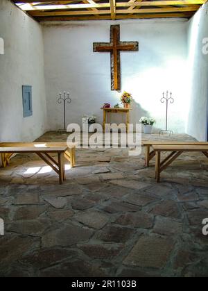 The Minimalist Calera Chapel is located in the Ghost Town of Balmorhea, Texas Stock Photo