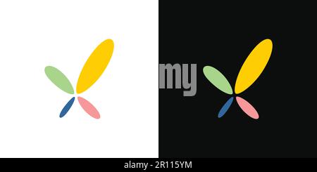 Colorful and unique  letter X initials logo design Stock Vector