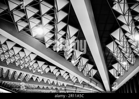 Detail of Architectural Structures in Black and White Stock Photo