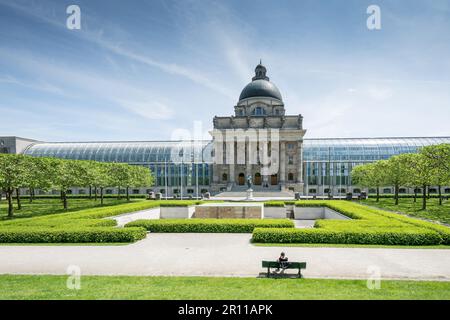 MUNICH, GERMANY, JUNE 4: Tourists at Hofgarten park in Munich, Germany on June 4, 2014. The public renaissance garden was created in the 17th Stock Photo